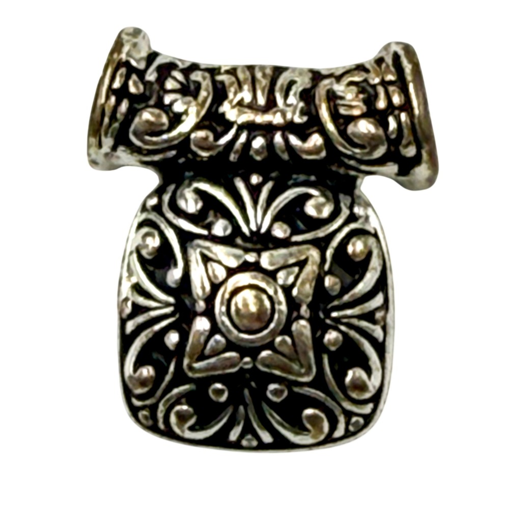 Vintage Brighton Chris Filigree Square Pendant Silver Tone Scrollwork 10g